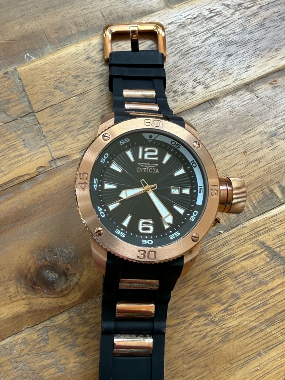 Invicta Russian Diver and Black Silicone Sport Watch